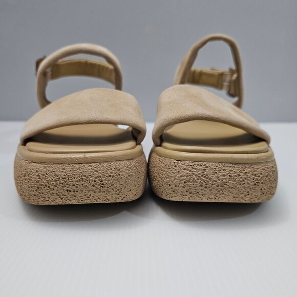 Vince Laguna Platform Slingback Sandal Womens 9.5 Blonde Suede Two Band NEW - Picture 6 of 13